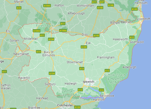 Map of Healthwatch Suffolk area