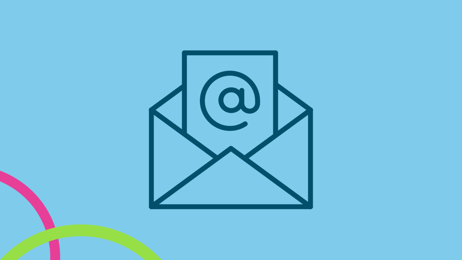 A light blue background with an open email icon