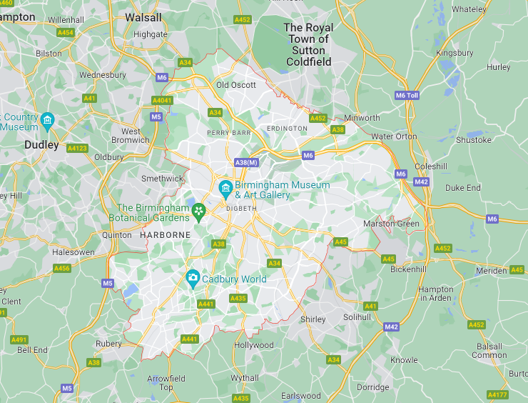 Map of Healthwatch Birmingham area