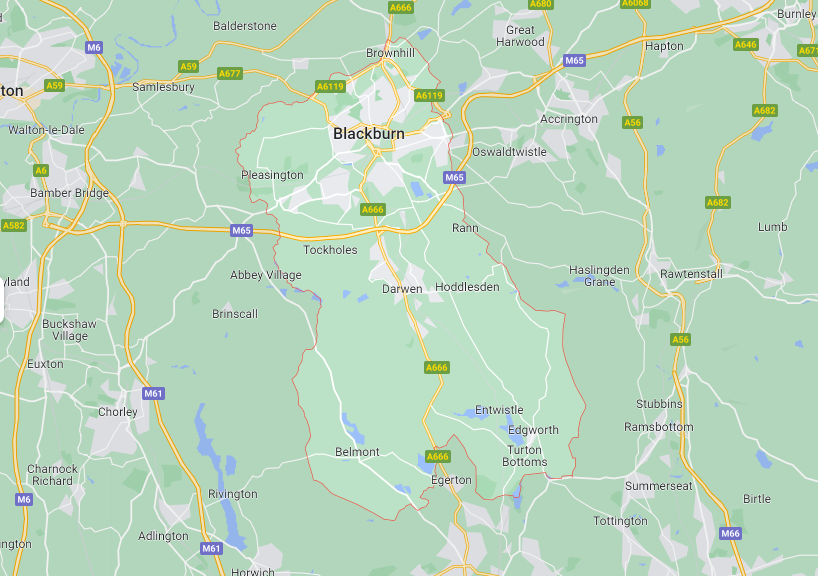 Map of Healthwatch Blackburn with Darwen area