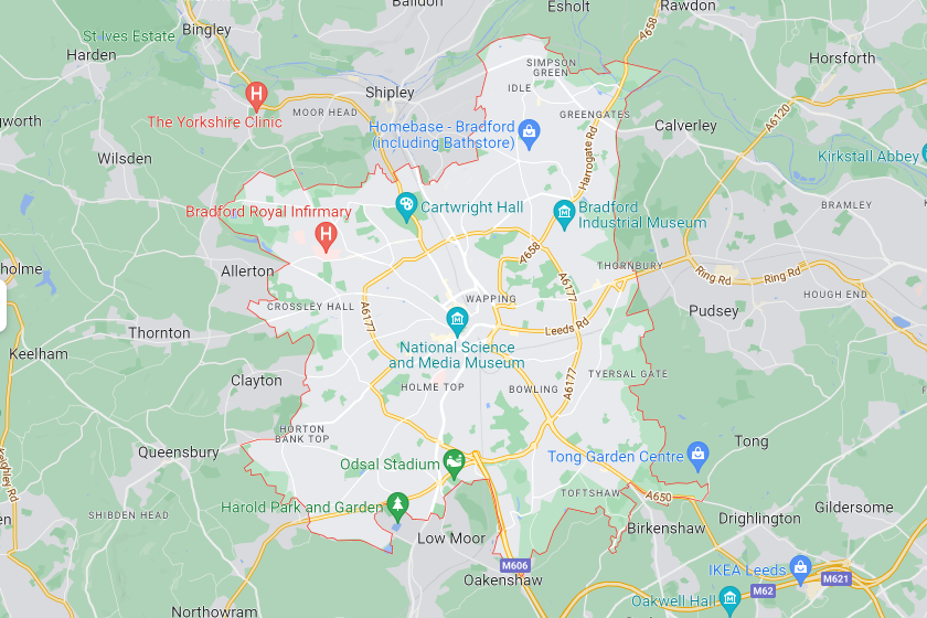 Map of Healthwatch Bradford and District area