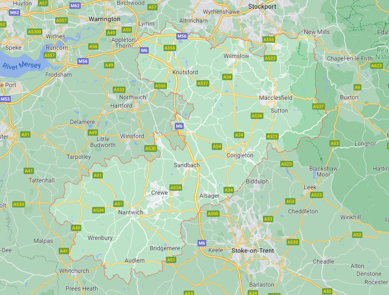 Map of Healthwatch Cheshire East area