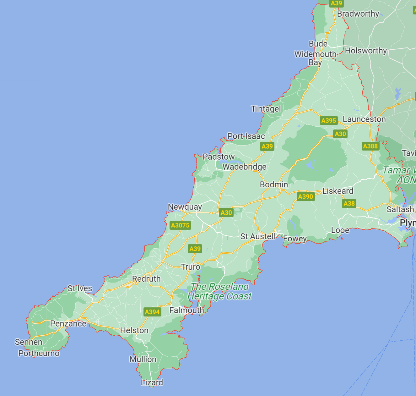 Map of Healthwatch Cornwall area