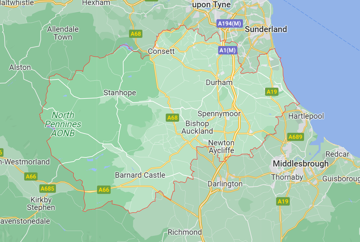 Map of Healthwatch County Durham area