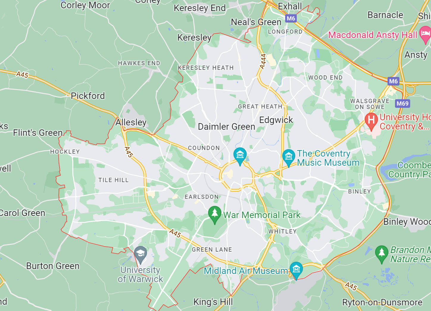 Map of Healthwatch Coventry area