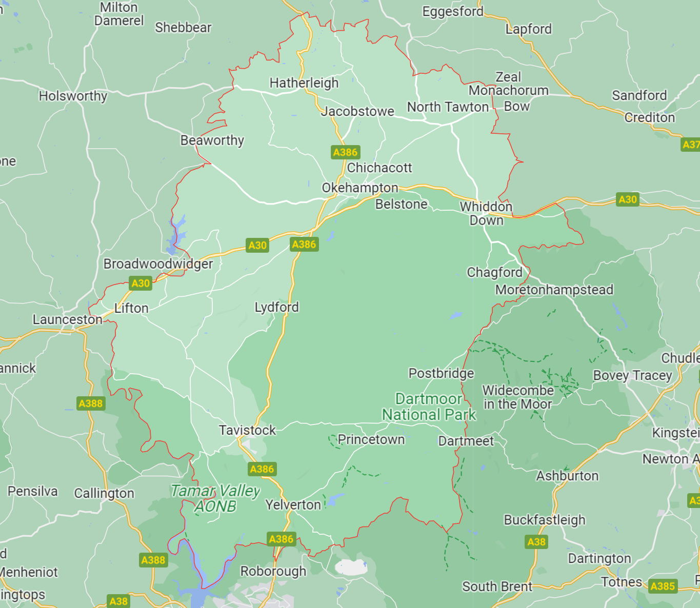 Map of Healthwatch Devon area