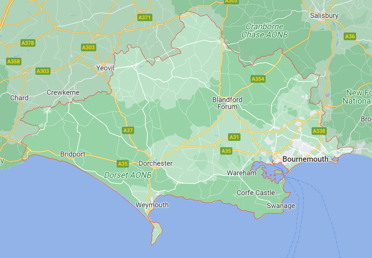 Map of Healthwatch Dorset area