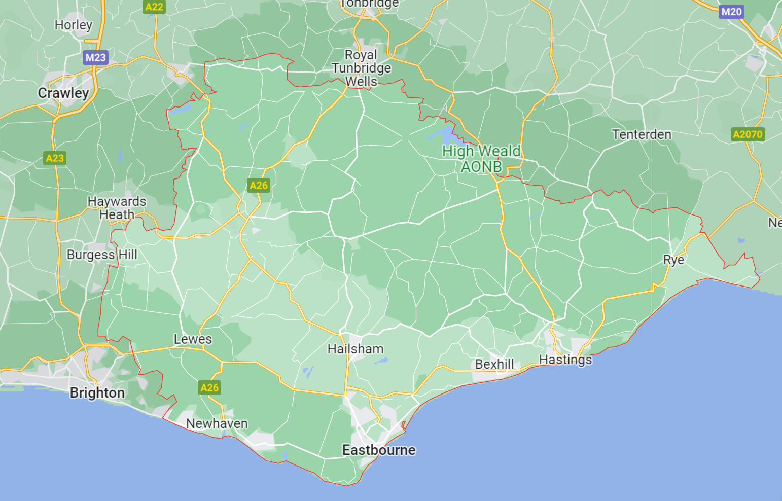 Map of Healthwatch East Sussex area