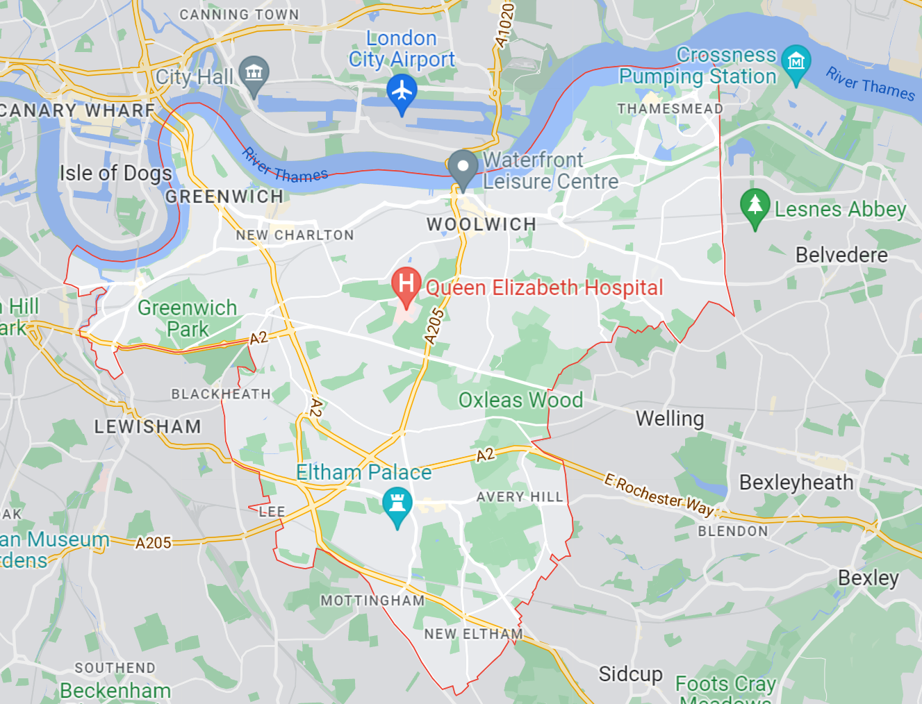 Map of Healthwatch Greenwich area