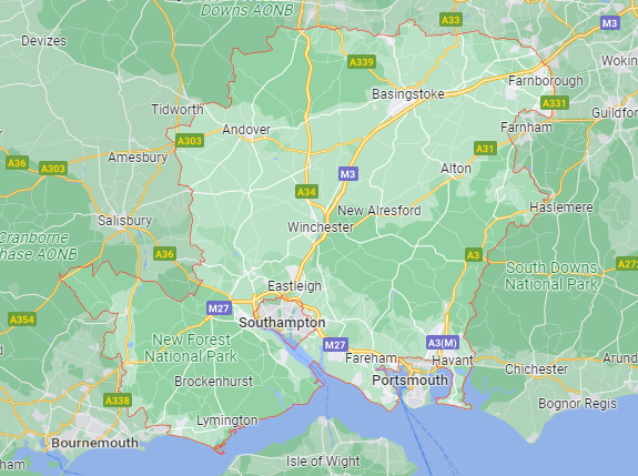 Map of Healthwatch Hampshire area