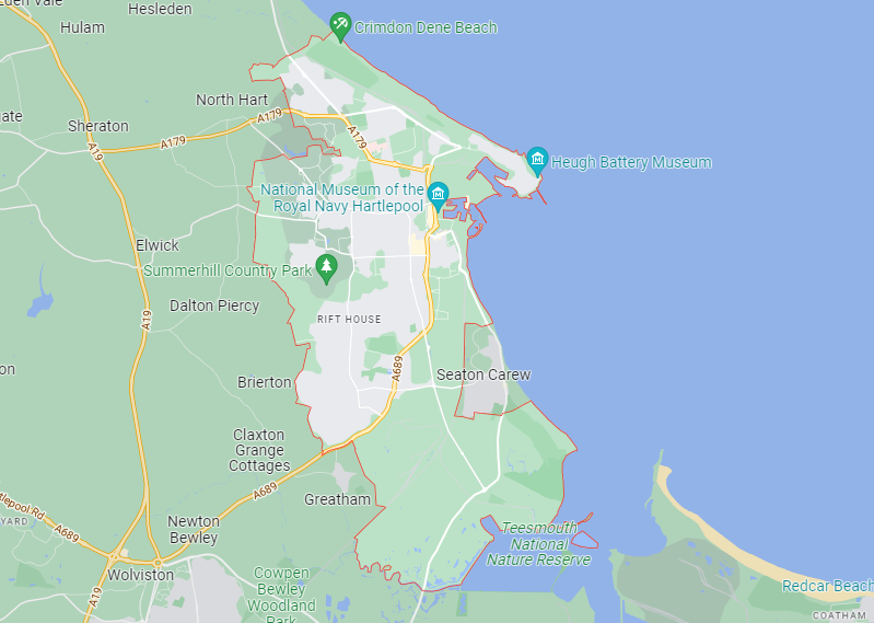 Map of Healthwatch Hartlepool area