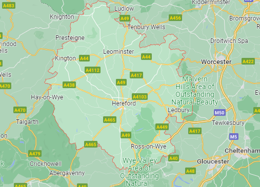 Map of Healthwatch Herefordshire area