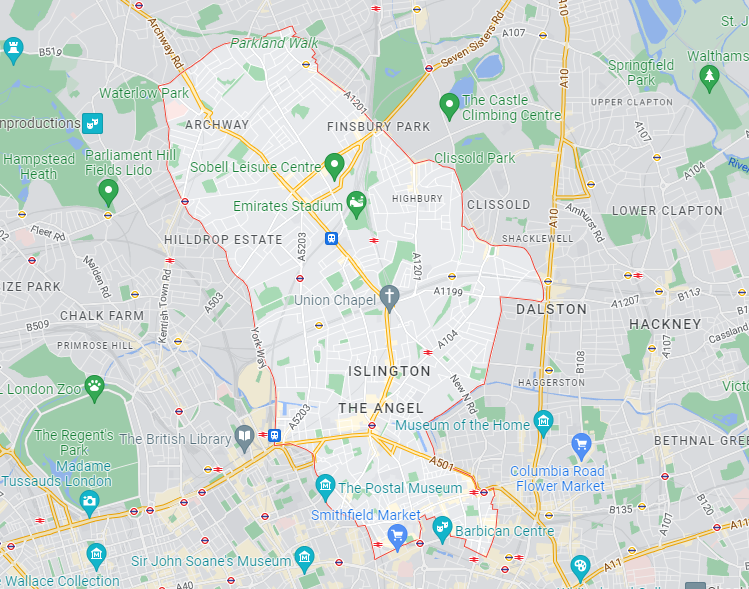 Map of Healthwatch Islington area