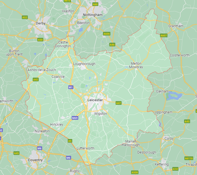 Map of Healthwatch Leicestershire area