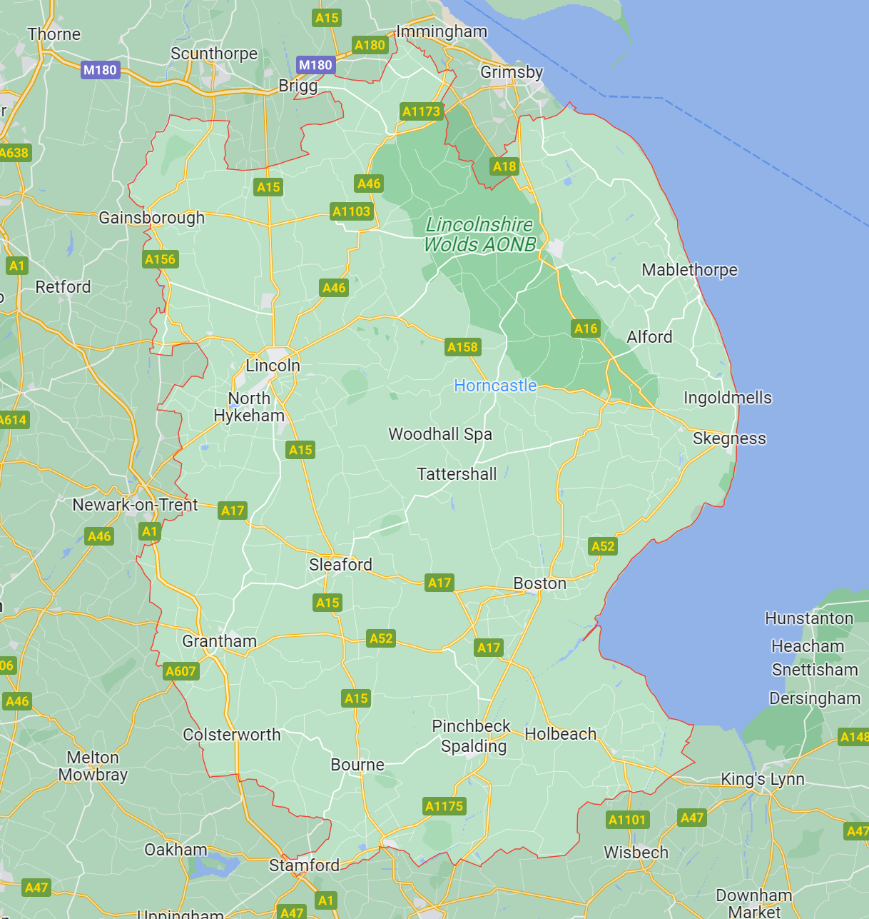 Map of Healthwatch Lincolnshire area