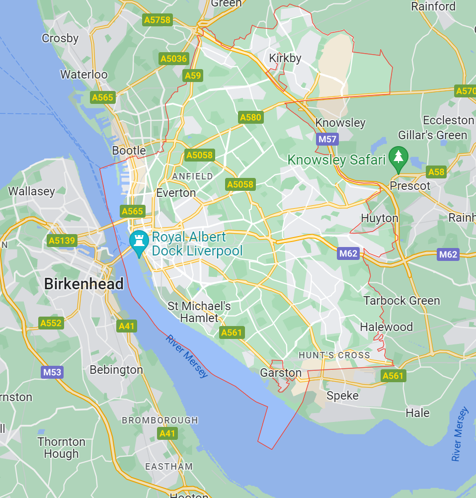 Map of Healthwatch Liverpool area