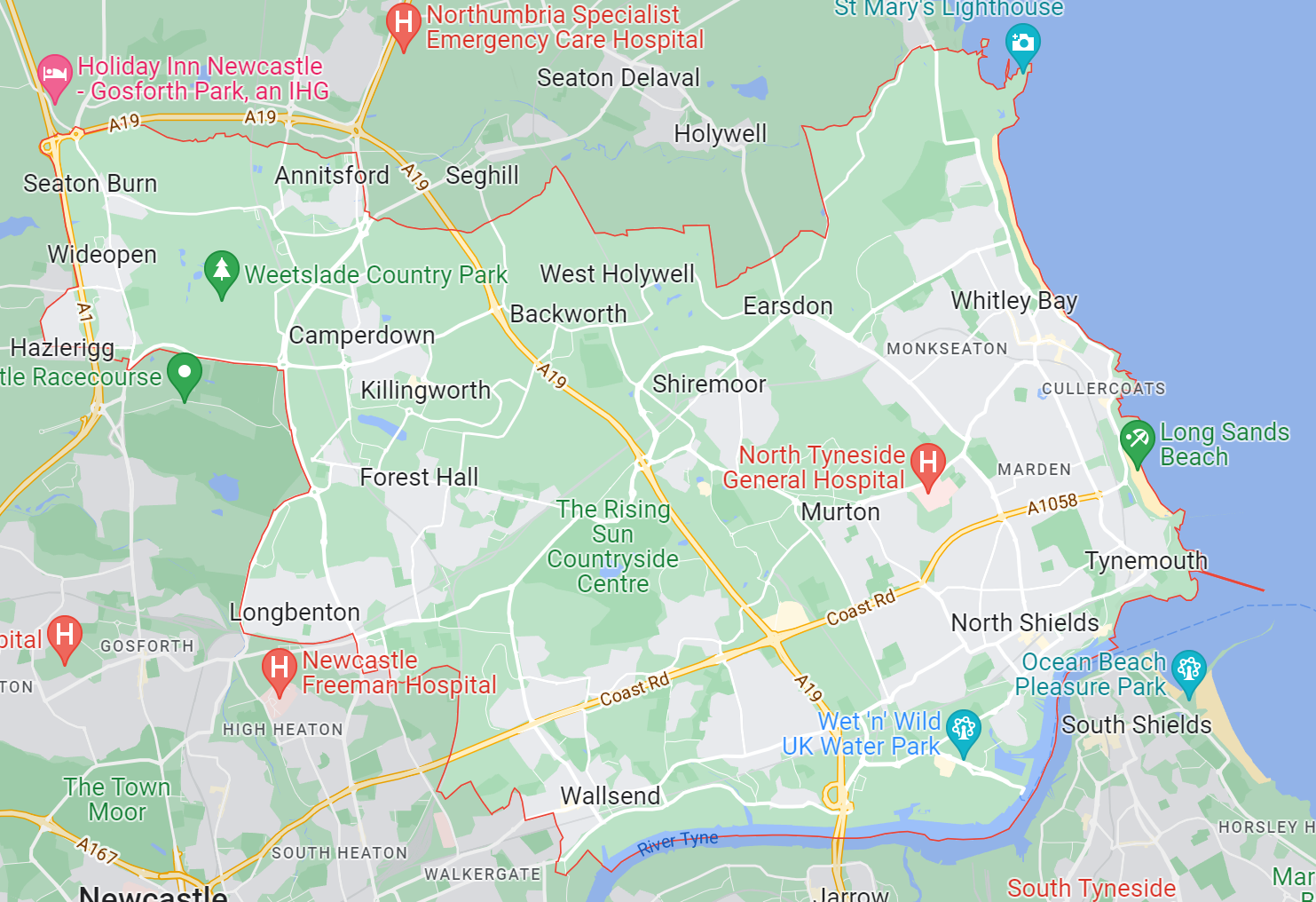 Map of Healthwatch North Tyneside area