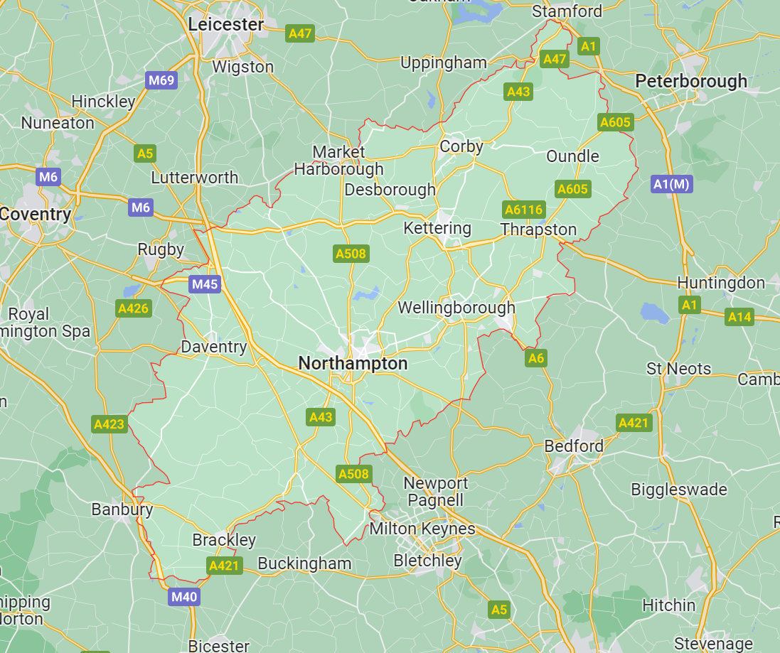 Map of Healthwatch Northamptonshire area