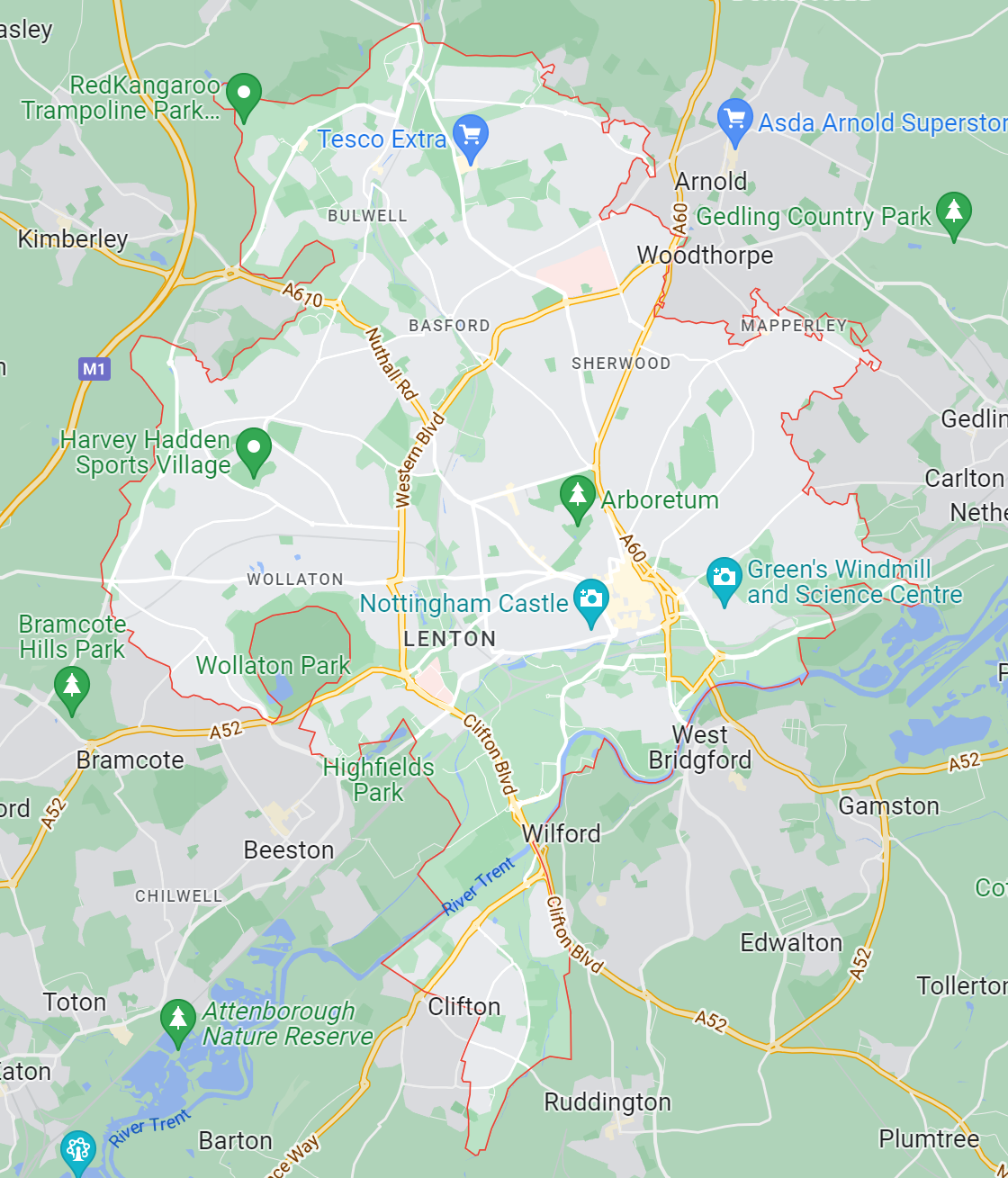 Map of Healthwatch Nottingham area