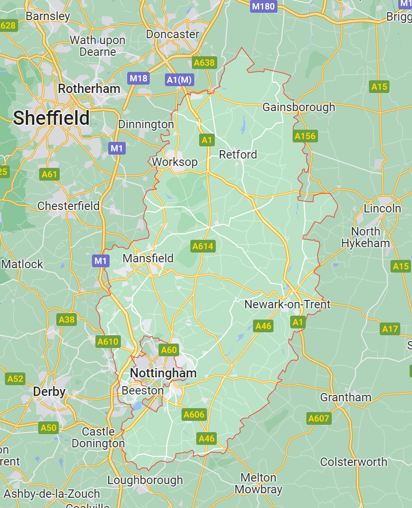 Map of Healthwatch Nottinghamshire area