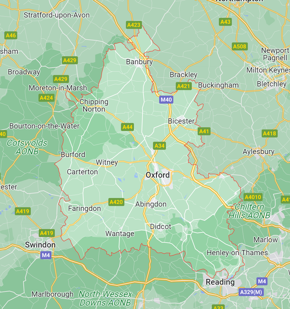 Map of Healthwatch Oxfordshire area