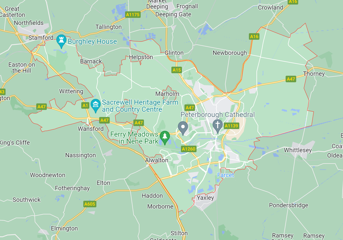 Map of Healthwatch Peterborough area