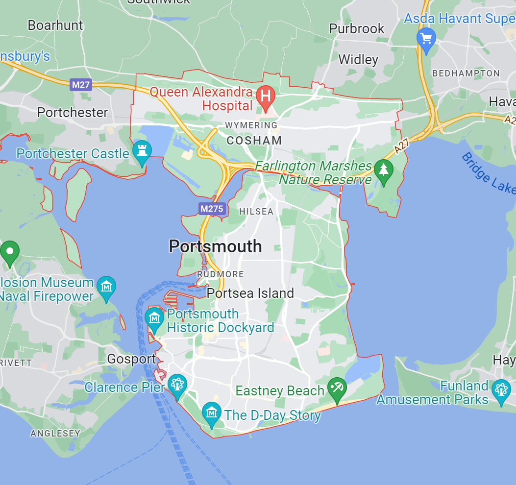 Map of Healthwatch Portsmouth area