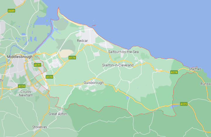 Map of Healthwatch Redcar and Cleveland area