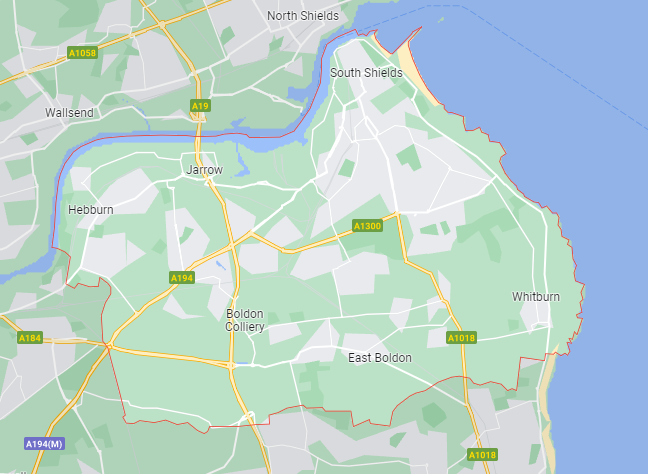 Map of Healthwatch South Tyneside area