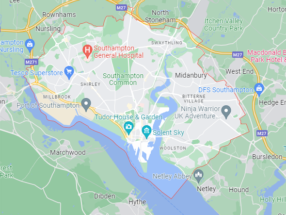 Map of Healthwatch Southampton area