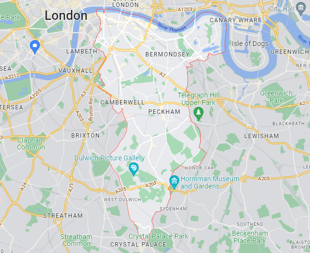Map of Healthwatch Southwark area