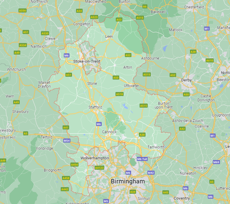 Map of Healthwatch Staffordshire area