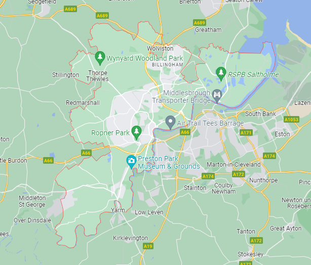 Map of Healthwatch Stockton-on-Tees area