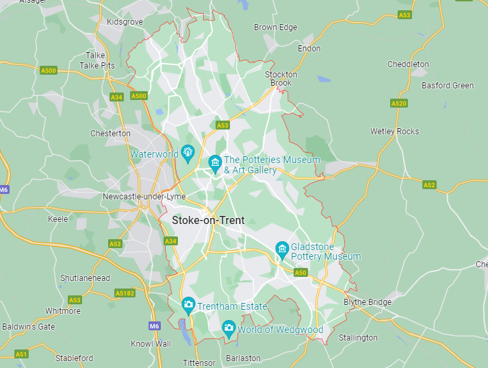 Map of Healthwatch Stoke-on-Trent area