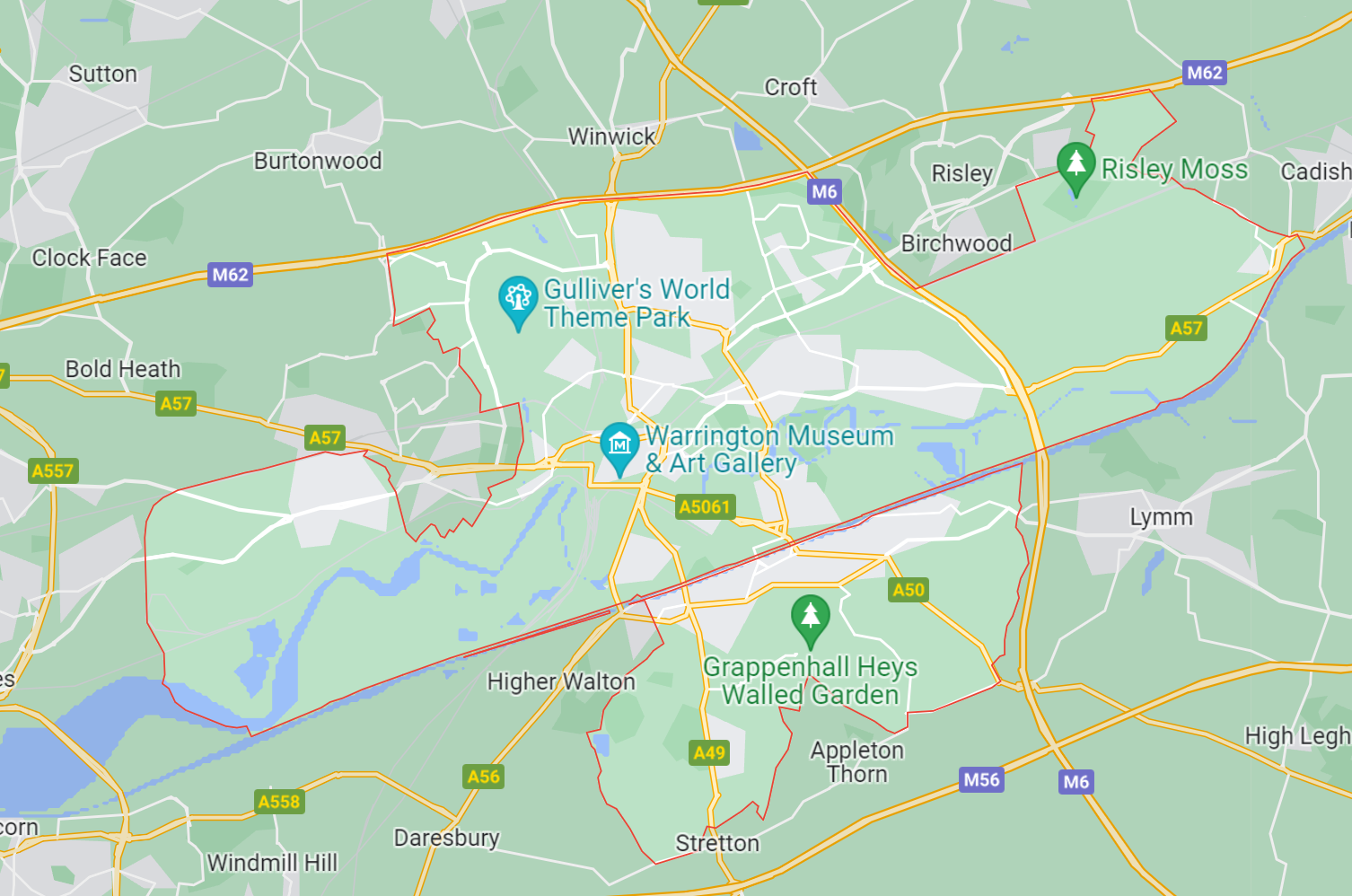 Map of Healthwatch Warrington area