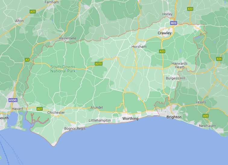 Map of Healthwatch West Sussex area