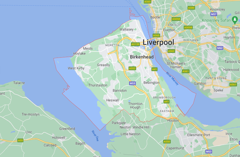 Map of Healthwatch Wirral area