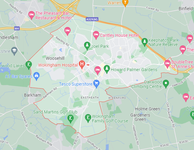 Map of the area around Wokingham