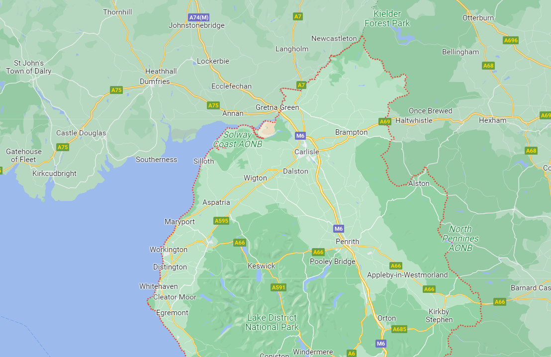 Map of Healthwatch Cumberland area