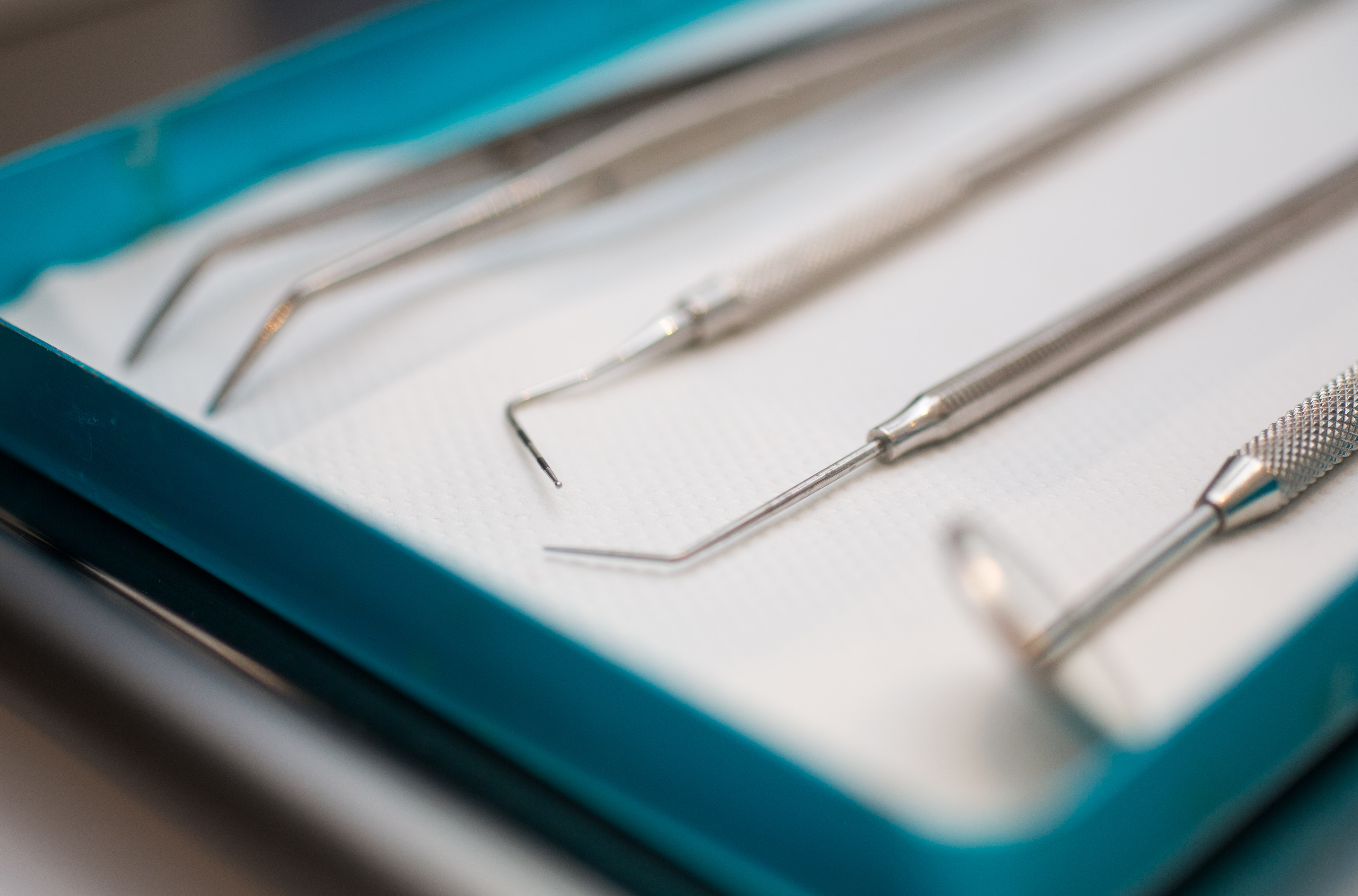 Dentistry tools on a tray