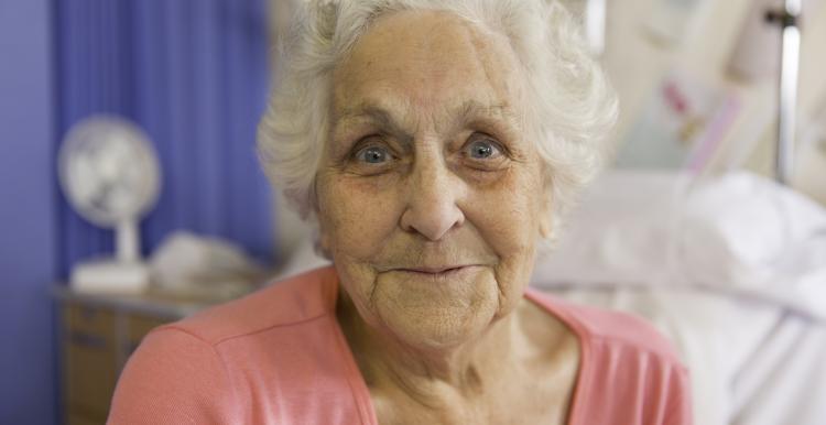 Picture of an elderly woman in a hospital bed