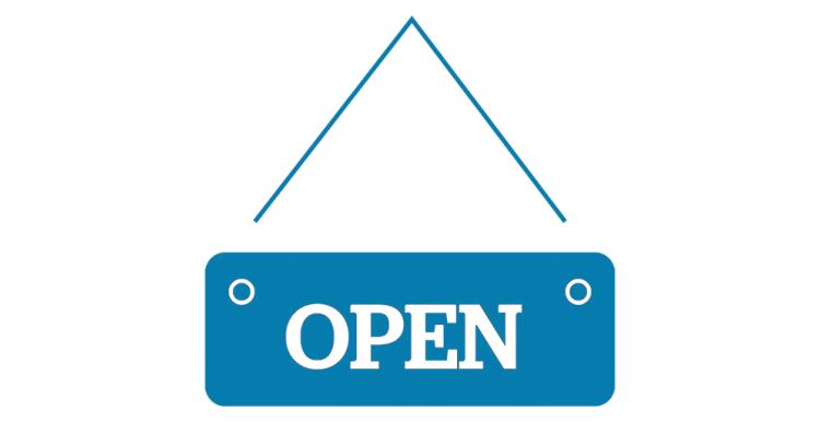 Graphic of sign saying "open"