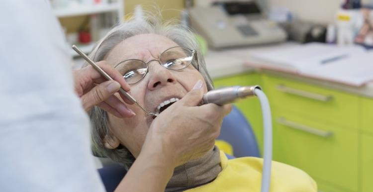 Elderly woman at the dentist
