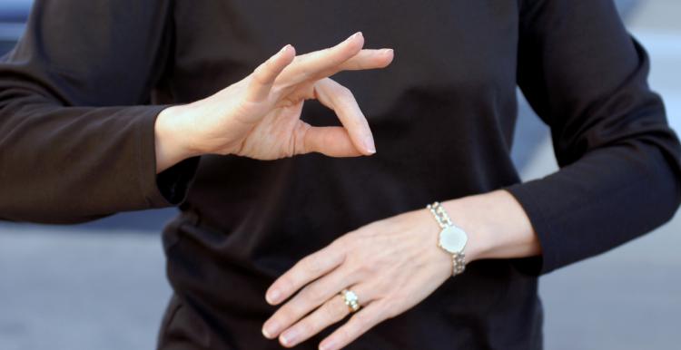lady communicating in British sign language