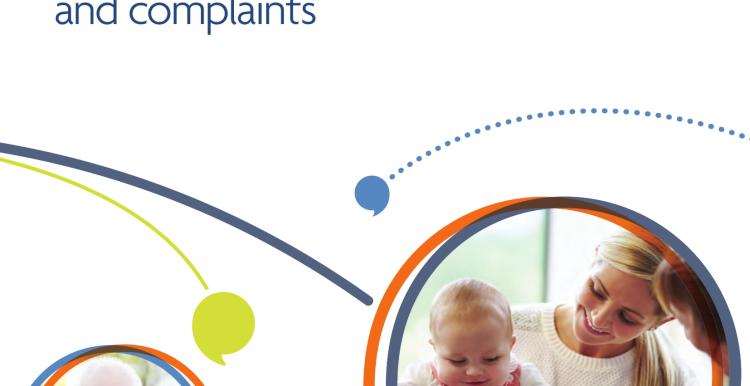 My expectations for raising concerns and complaints report front cover with two enlarged speech marks one with the picture of an elderly man and one with the picture of a mother with her baby daughter