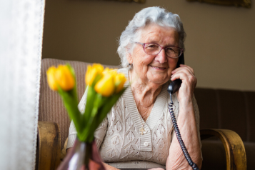 Elderly woman on phone