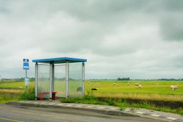 Empty bus stop in the countryside