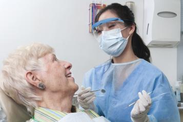 Patient examined at dentist