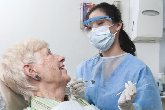 Patient examined at dentist